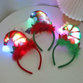 Noel şapkalar Elf şapka kafa bantları ışıkları şapkalar çocuklar yetişkinler için damla nakliye