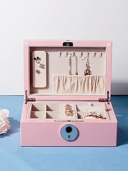 Parmak izi kilidi Şifre Mücevher Kutusu Piyano Lake katı ahşap Takı hediye paketi Kutusu sevgililer Günü Kadın Hediye