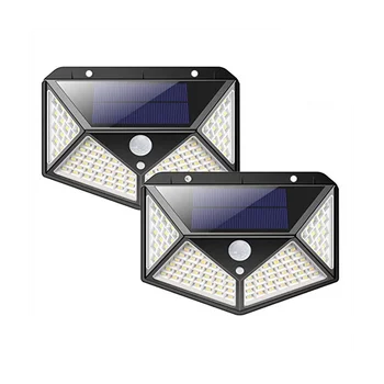 100 LED Yüksek Kaliteli Açık Güneş Enerjili Bahçe Lambası Su Geçirmez Hareket Sensörü Güneş Duvar Bahçe 4 ADET