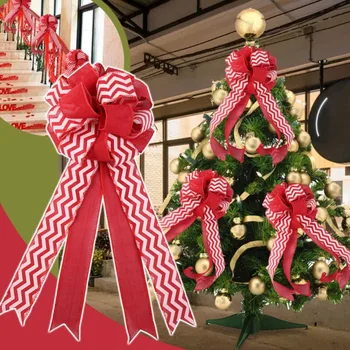 Muhteşem Gliftered Bak Noel Dekorasyon Yay Uygulaması Kolay Güzel Kolye Uzun Flamalar İle Noel Ağacı Topper Kırmızı Yay