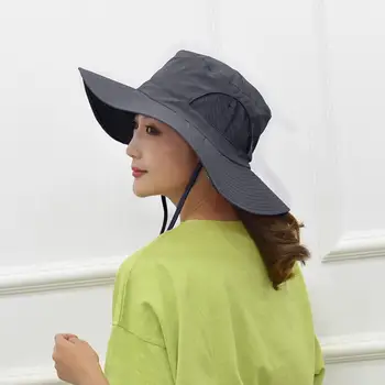 Balıkçılık güneş şapkası Geniş Ağız Ultralight Katlanabilir İpli Kapatma Yaz Cibinlik Şapka güneş koruma şapkası Yürüyüş Kova Şapka