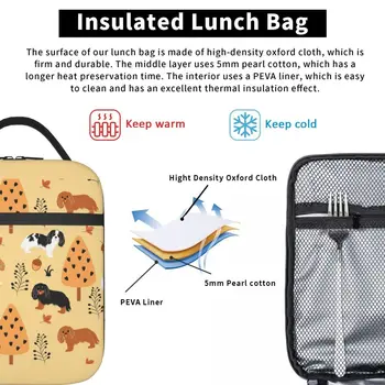 Cavalier King Charles Spaniel Yalıtımlı Öğle Yemeği Çantaları Okul Ofis için Pet Köpek Sonbahar Su Geçirmez Soğutucu Termal yemek kabı Kadın