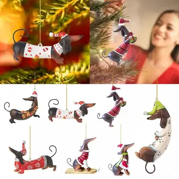 Noel Ağacı askı süsleri Dachshund Köpek Şekilli Kolye Ev Noel Süslemeleri İçin Noel Yeni Yıl Hediyeleri