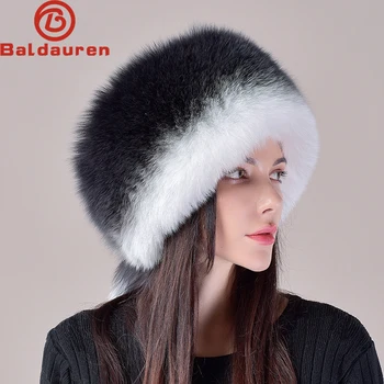 2023 Sıcak Satış Kış Kadın Tilki Kürk Şapka Kabarık Sovyet Kadın Açık Sıcak Kap Kar Kürk Şapka 5 kuyrukları Gerçek Tilki Kürk Soğuk Bombacı Şapkalar
