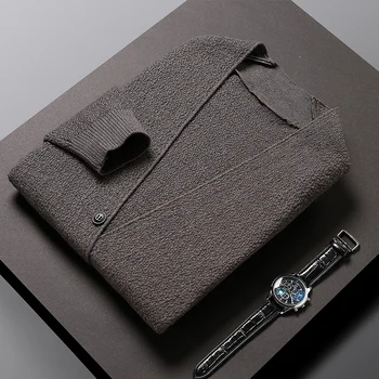 2023 High End Tasarımcı Yeni Sonbahar Kış Marka Moda Örgü Erkek Düğme Hırka Kazak Sevimli Rahat Erkek Mont Ceket Giyim