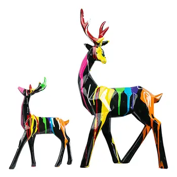Geyik heykeli reçine zanaat yaratıcı Ren Geyiği heykelcik geyik süsleme kabine için