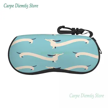 Gözlük durumda yumuşak gözlük çanta komik uzun Dachshund köpek taşınabilir güneş gözlüğü kutusu çanta gözlük durumda