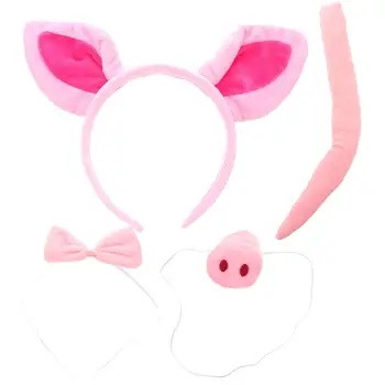 Rol Oynamak Kıyafetler Kostüm Hayvan Cosplay Kulaklar Kafa Bandı Kuyruk Seti Burun Cadılar Bayramı Pembe Kuyrukları Saç Parti Aksesuarları Bantlar Piggy