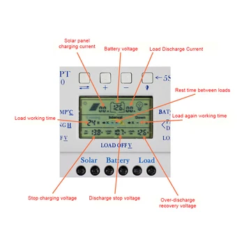 Güneş Kontrol Cihazı LCD 12V Regülatör Kontrolü Ayarlanabilir Elektrik Malzemeleri