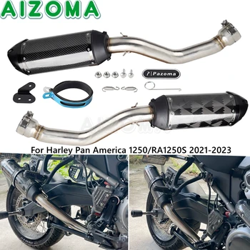 2021-2023 Harley Pan Amerika 1250 Egzoz Borusu Motosiklet Susturucu Sistemi Susturucu Damgalı Yay Giriş Karbon Fiber Susturucu