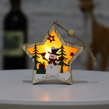 1 ADET Yıldız Ve Çan Baskılı Ahşap Kolye Noel Ağacı Süsleme DIY Ahşap El Sanatları Çocuklar Hediye Ev İçin Noel Partisi Dekoru
