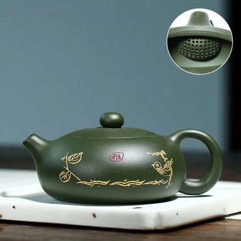 Ham Cevher yeşil Çamur Mor kil Xishi çaydanlıklar güzellik su ısıtıcısı otantik Yixing çaydanlıklar el yapımı el boyalı Teaware 200 ml