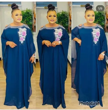 2023 Yaz Gevşek Afrika Şifon Maxi Elbise Kadınlar için Zarif Bayan Düğün Akşam Parti Kıyafeti Artı Boyutu Kaftan Rahat Kıyafetler