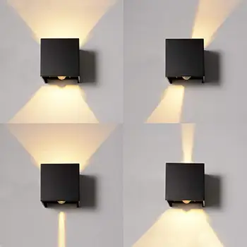 LED alüminyum küp kare duvar aplik su geçirmez açık hareket sensör ışıkları dış duvar ışıkları ayarlanabilir ışık demeti