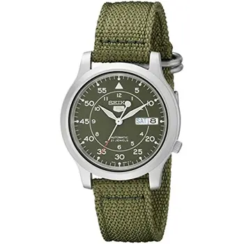 SEİKO SNK805 Saatler erkekler için 5 Otomatik Paslanmaz Çelik İzle Yeşil Tuval mekanik izle erkek saatler