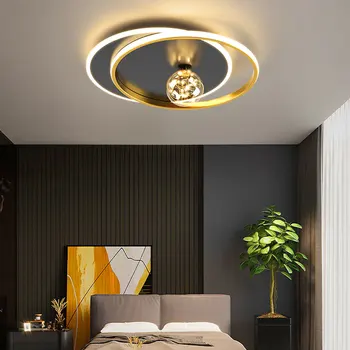 Modern cam küre tavan avizeler oturma yemek odası ay şekli yatak odası tavan ışıkları fikstür siyah altın mutfak lambaları