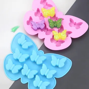 8 delikli kelebek silikon el yapımı sabun kalıp Kek çikolata dekorasyon aracı LD055