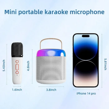 Bluetooth Kablosuz Taşınabilir Hoparlör Çok fonksiyonlu Karaoke Çift Mikrofon Müzik MP3 Çalar Karaoke Makinesi Çocuklar Yetişkinler için