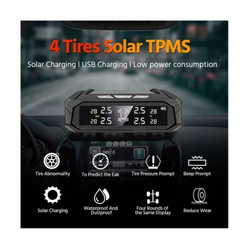 Araba TPMS Lastik Basıncı İzleme Sistemi Otomatik ekran alarmı İzleme USB Şarj Sıcaklık Uyarısı Sensörleri ile