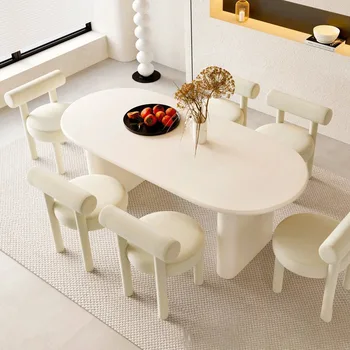 Basit Sanat yemek masası Modern İskandinav Avrupa Lüks yemek masası Oval Oturma Odası Mesa De Comedor yemek odası mobilyası