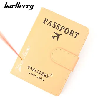 Baellerry Yeni RFID Seyahat Pasaport Durumda Adı Gravür Kadın Cüzdan Yüksek Kaliteli Kadın kart tutucu Unisex Pasaport Klip Çanta