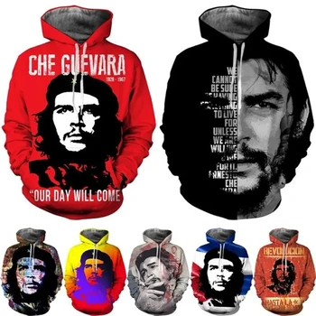 Retro Yeni Moda Che Guevara 3D Baskı Hoodie Kişilik Rahat Uzun Kollu kapüşonlu eşofman üstü Erkekler Kadınlar Rahat Üstleri