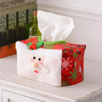Noel Dekoratif kağıt mendil Kırmızı Yeşil Noel Baba Kağıt Setleri tuvalet kağıdı Çantası Noel Partisi Dekor Ev Masaüstü Dekor