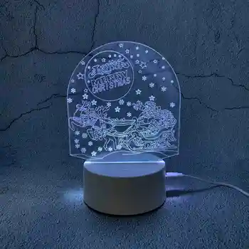 Renkli Aggreko Merry Christmas 3D Plug-in Yatak Odası Yatak Basit Gece Lambası