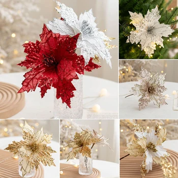 Bling Çiçekler Marka Yeni Dayanıklı Noel çiçek dekorasyonu 25 * 20 cm Bling Çiçekler Marka Yeni Bez+Plastik Dayanıklı