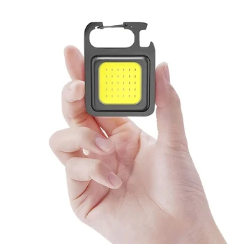 Mini COB el feneri, çok fonksiyonlu Şarj Edilebilir Anahtarlık ABS taşınabilir muayene ışığı açık acil kamp için