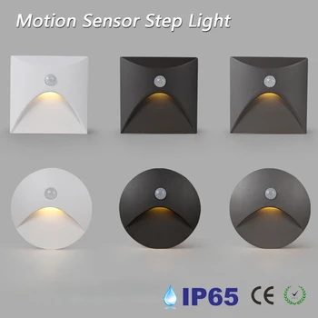 Açık merdiven lambası Hareket Sensörü duvar ışıkları su geçirmez 3W LED Adım Lambası Dış Bahçe Balkon Geçit IP65 Gece Lambası