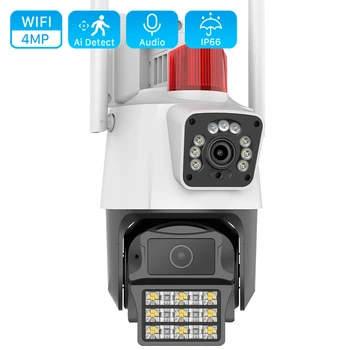 8MP 4K Çift Lens Çift Ekran IP Kamera 4MP Renkli Gece Görüş Otomatik İzleme PTZ Wifi Kamera Su Geçirmez CCTV Güvenlik Kamera