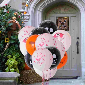 50 Adet Siyah Dekor Cadılar Bayramı Balon Süslemeleri Parti Balonlar Hava Pompası Emülsiyon