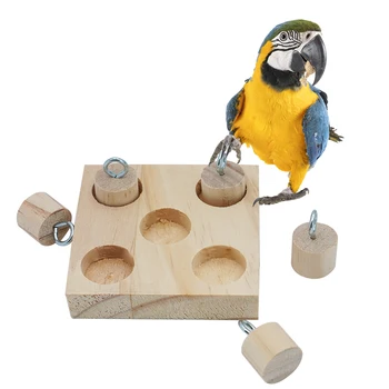Kuş Papağan Oyuncaklar Ahşap İnteraktif Eğitim Blok Bulmaca DIY Oyuncak Pet Eğitici Oyuncaklar