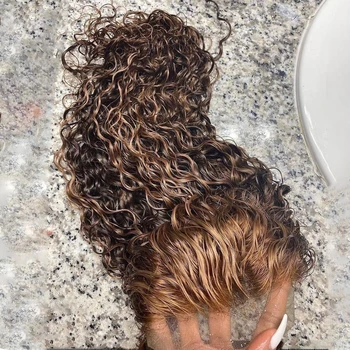 30 40 İnç Vurgulamak Peruk İnsan Saçı Su Dalgası Bal Sarışın HD Dantel Ön Peruk 4x4 13x4 Gevşek Derin Dalga Ön Peruk Kadınlar İçin