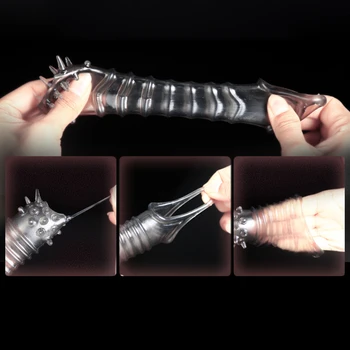 Erkek 3D Kristal Prezervatif Dick Extender Penis Büyütücü Sünnet Yüzük Glans daha iyi cinsel Deneyim için