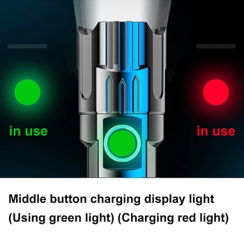 Yüksek Güç LED el fenerleri 3 Modu El Feneri Şarj Edilebilir Günlük Su Geçirmez Yürüyüş Açık Survival Araçları
