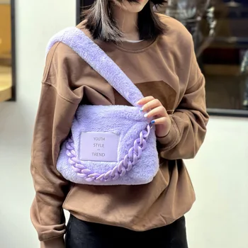 Moda Peluş Bayan çanta Sonbahar Kış Kova askılı çanta postacı çantası Kızlar Çantası Yeni Taklit Kürk kadın askılı omuz çantası