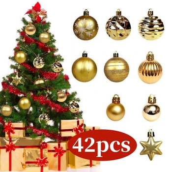 42 adet Multisizes Noel Topları Noel Ağacı Süsler Noel Asılı Kolye Yeni Yıl Partisi Dekorasyon