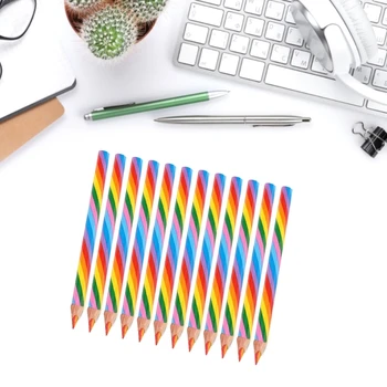 Renkli Kalem, Öğrenci için 4'ü 1 Arada Renkli Kurşun Kalem Gökkuşağı Kalemleri, Ahşap Kalem Seti