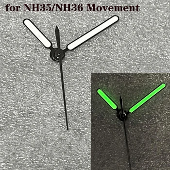 Için NH35 NH36 Eller, Siyah Kenar Beyaz İzle Eller Yeşil Işıklı Pointer NH35 NH36 hareket izleme Parçaları