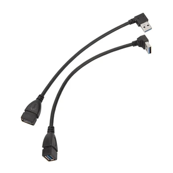 2 Adet USB 3.0 Açı 90 Derece Uzatma Kablosu Erkek dişi adaptör Kablosu Veri-Sağ ve Aşağı