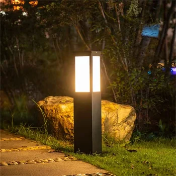 Teneke siyah açık çim lamba Modern LED ışık su geçirmez IP65 ev Villa yolu Bahçe için
