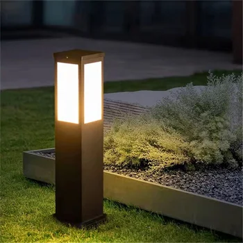Teneke siyah açık çim lamba Modern LED ışık su geçirmez IP65 ev Villa yolu Bahçe için