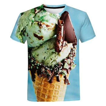 Yeni Yaz Dondurma erkek / kadın Moda ince tişört 3D baskılı tişört kısa kollu tişörtler Haikyuu Rahat yuvarlak boyun üst