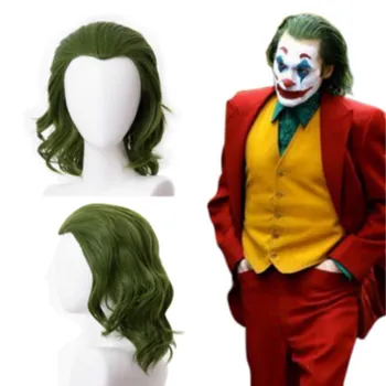 SEVINÇ ve GÜZELLIK Saç Joker Cosplay Peruk Arthur Fleck Joker Peruk Kıvırcık Yeşil Sentetik Saç Korku Korkunç Palyaço Cosplay Prop peruk