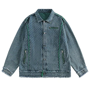 Sonbahar Vintage Denim Ceket Erkekler Boy Baggy Jean Ceket Moda Kore Streetwear Yıkanmış Kovboy Kabanlar Tops Giyim Erkek