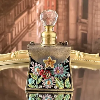 Gül Çiçek Çanta Parfüm Damlalık Şişeler uçucu yağ Doldurulabilir Boş Vintage Koku Kristal Heykeli Heykelcik Konteynerler