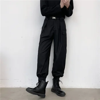 Techwear Kargo Pantolon Erkekler Gevşek Rahat harem pantolon Erkek Siyah Beyaz Darkwear Streetwear Hip Hop Kore Tarzı 5XL