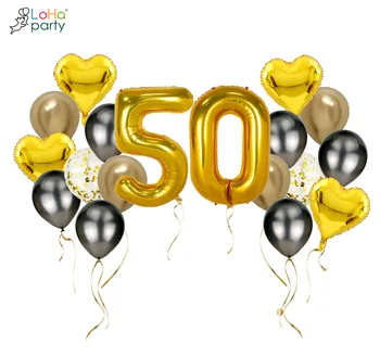 40 inç Altın Numarası Balonlar Set için 18/25/30/50 Doğum Günü Partisi Dekorasyon Siyah Altın Numarası Folyo Balon